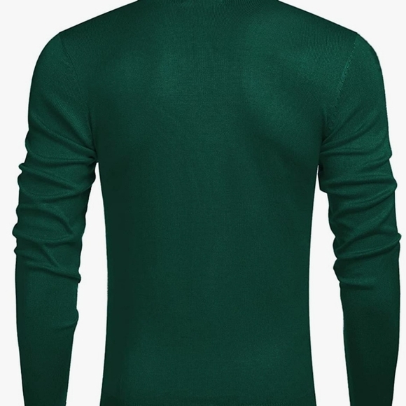 Coofandy Hunter Green Half Zipper Men's Polo Sweater Size S - Picture 2 of 7